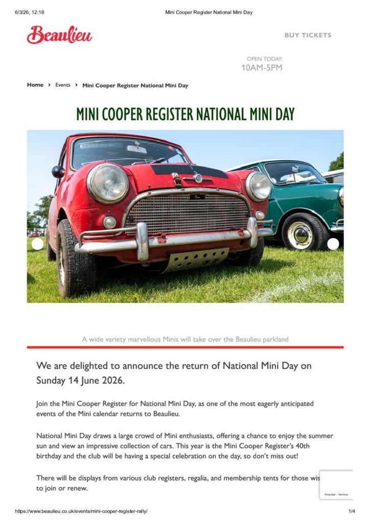 NATIONAL MINI DAY, BEAULIEU UK