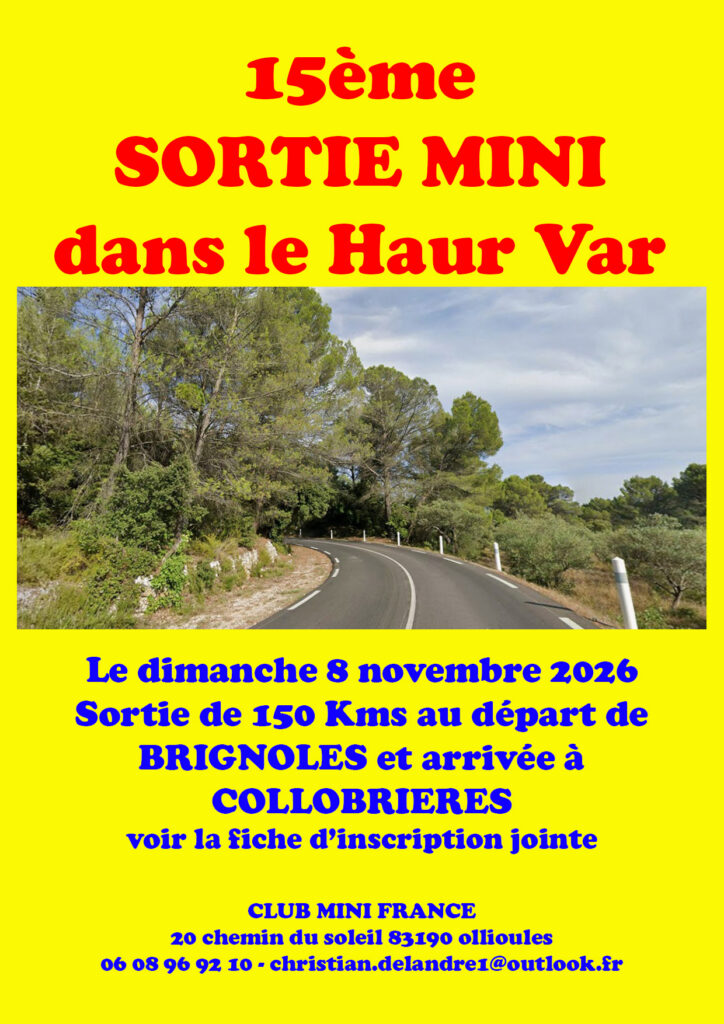 SORTIE MINI DANS LE HAUT VAR le 8 novembre 2026